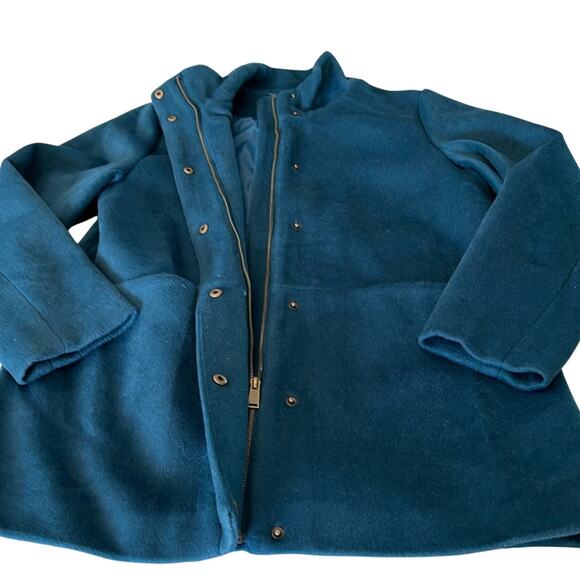 Time for Me Teal Blue Coat Mid Weight Winter Lined Zipper Woman Size Large - Picture 5 of 13